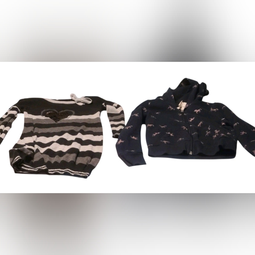 1 girls size 6 sweater dress/1 girls hooded size 6/6X jacket EUC